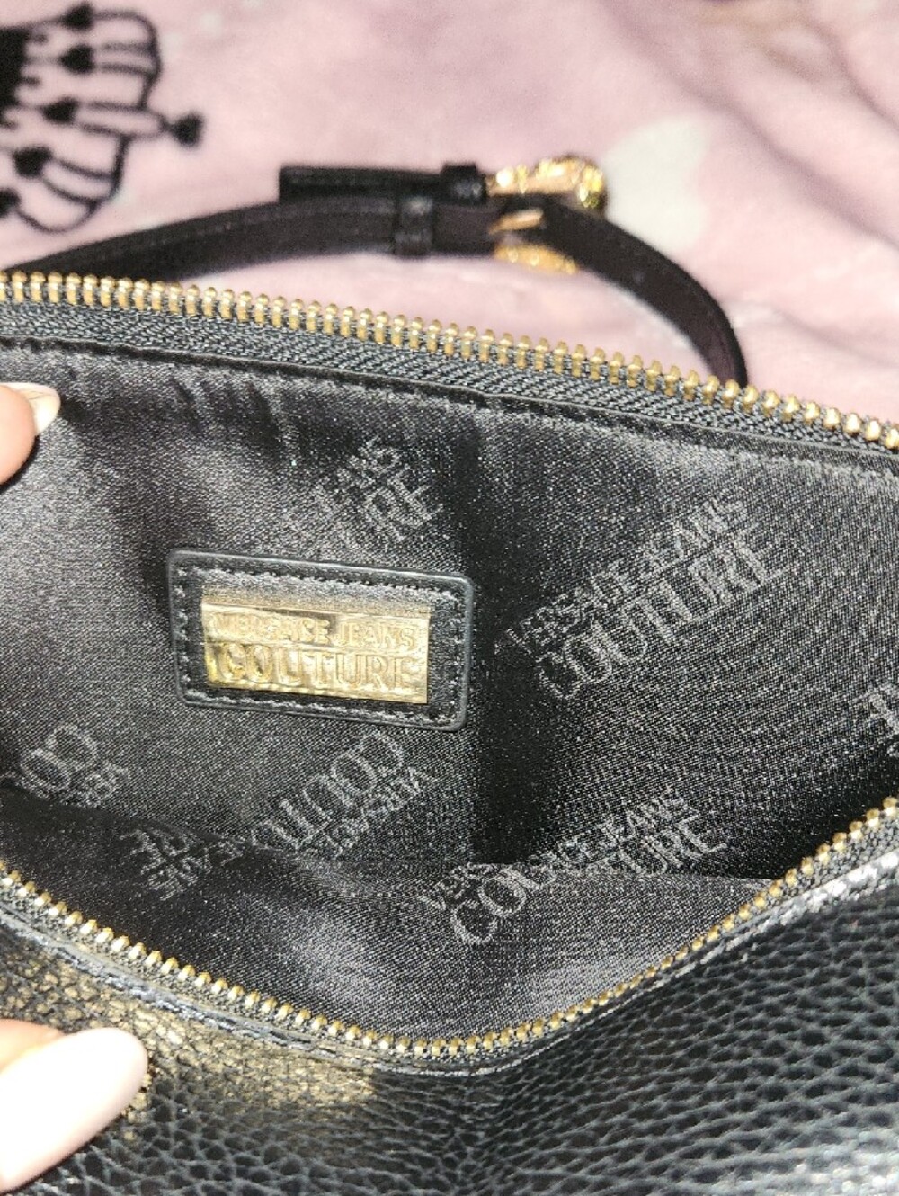 Versace Jeans Collection Black Leather Crossbody with Gold Crest - Picture 12 of 14